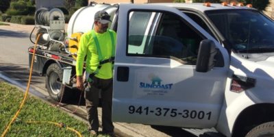 Getting ready to clean a roof in Sarasota county